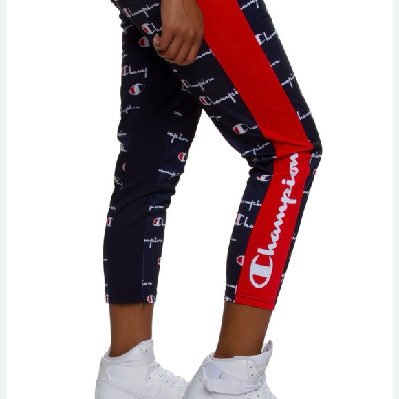 Champion Navy Joggers with Red Accents, Use good condition. No stretchy fabric - Picture 2 of 9